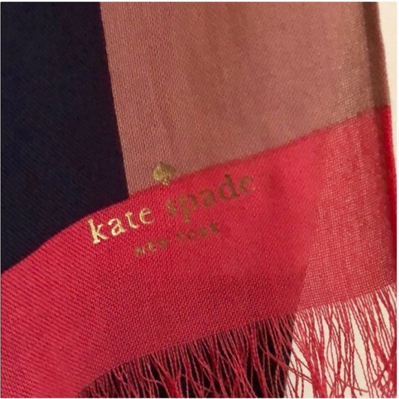kate spade pink black white colorblock scarf nwot - Picture 3 of 8